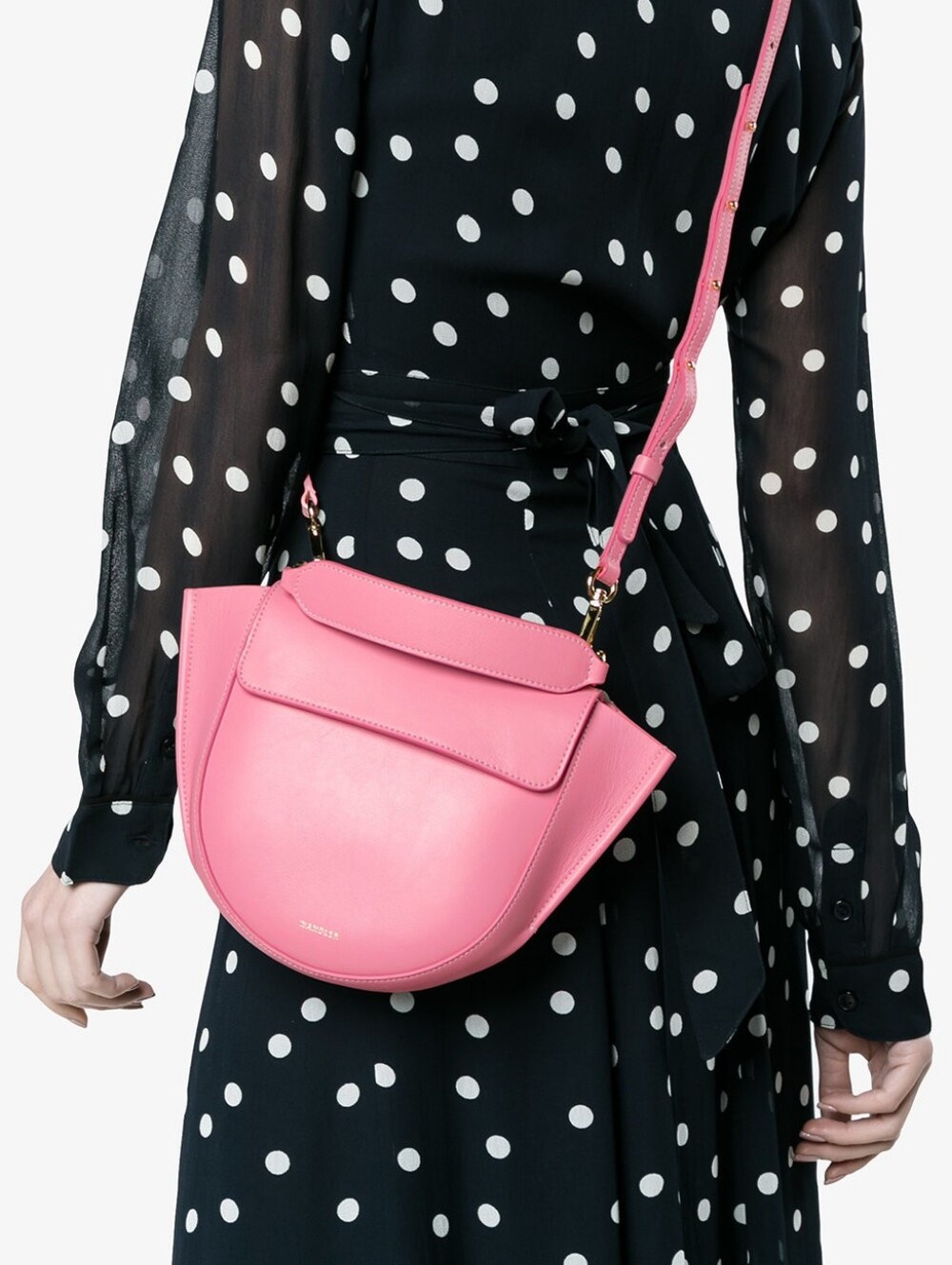 WANDLER Hortense Mini Pink Saddle Crossbody Bag - Smooth Leather Shoulder Purse